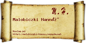Malobiczki Hannó névjegykártya